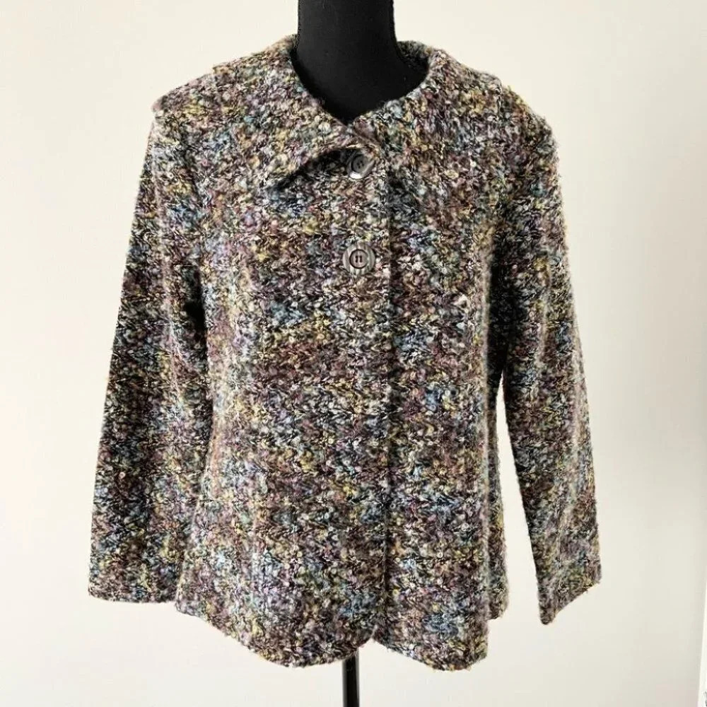 Vintage Soft Works Multicolor Knitted Wool Blend Cardigan Jacket